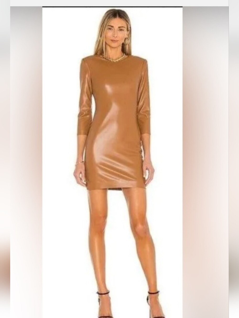Alice + Olivia Vegan Leather Sheath Dress Brown